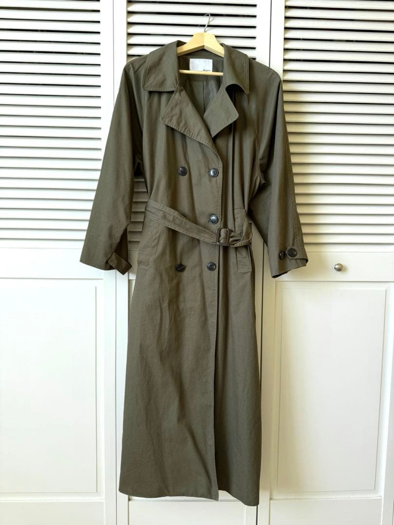 【 ok.soon トレンチコート 】　モスグリーン　丈長め