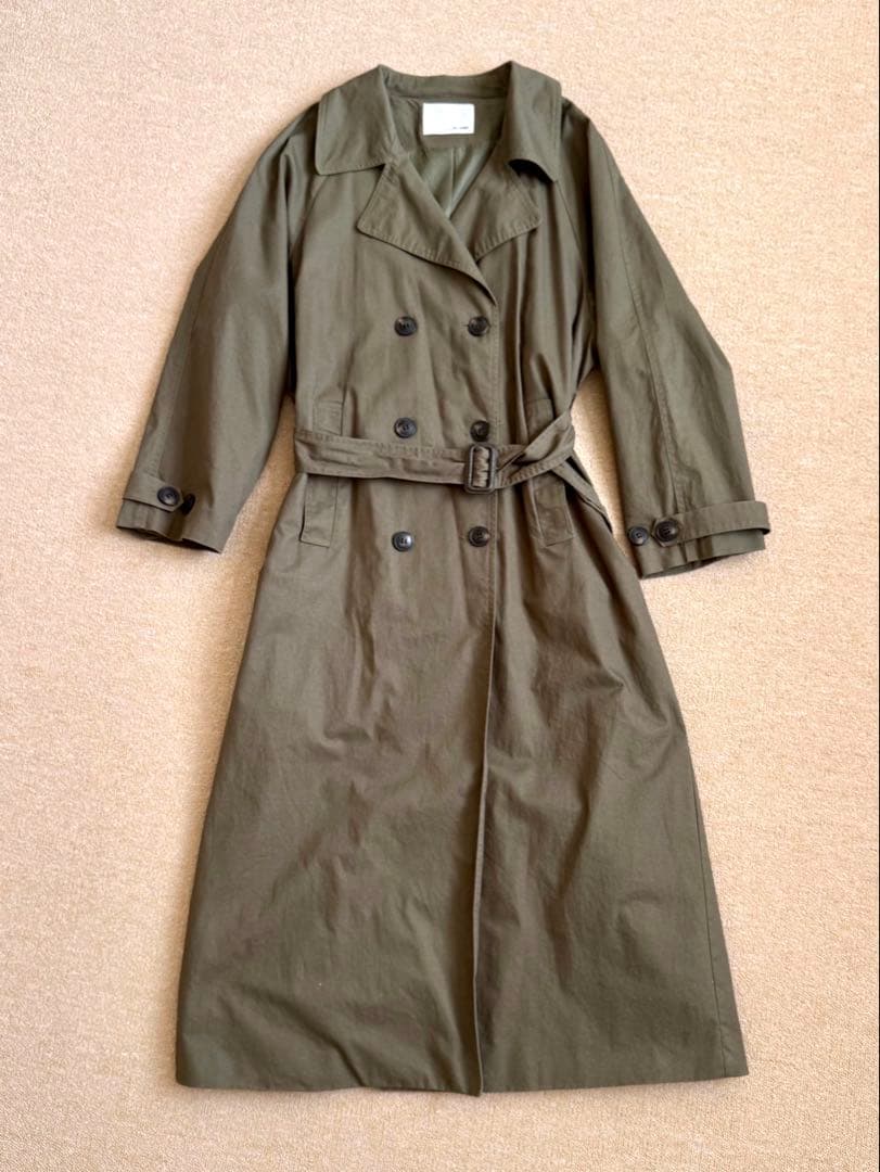 【 ok.soon トレンチコート 】　モスグリーン　丈長め