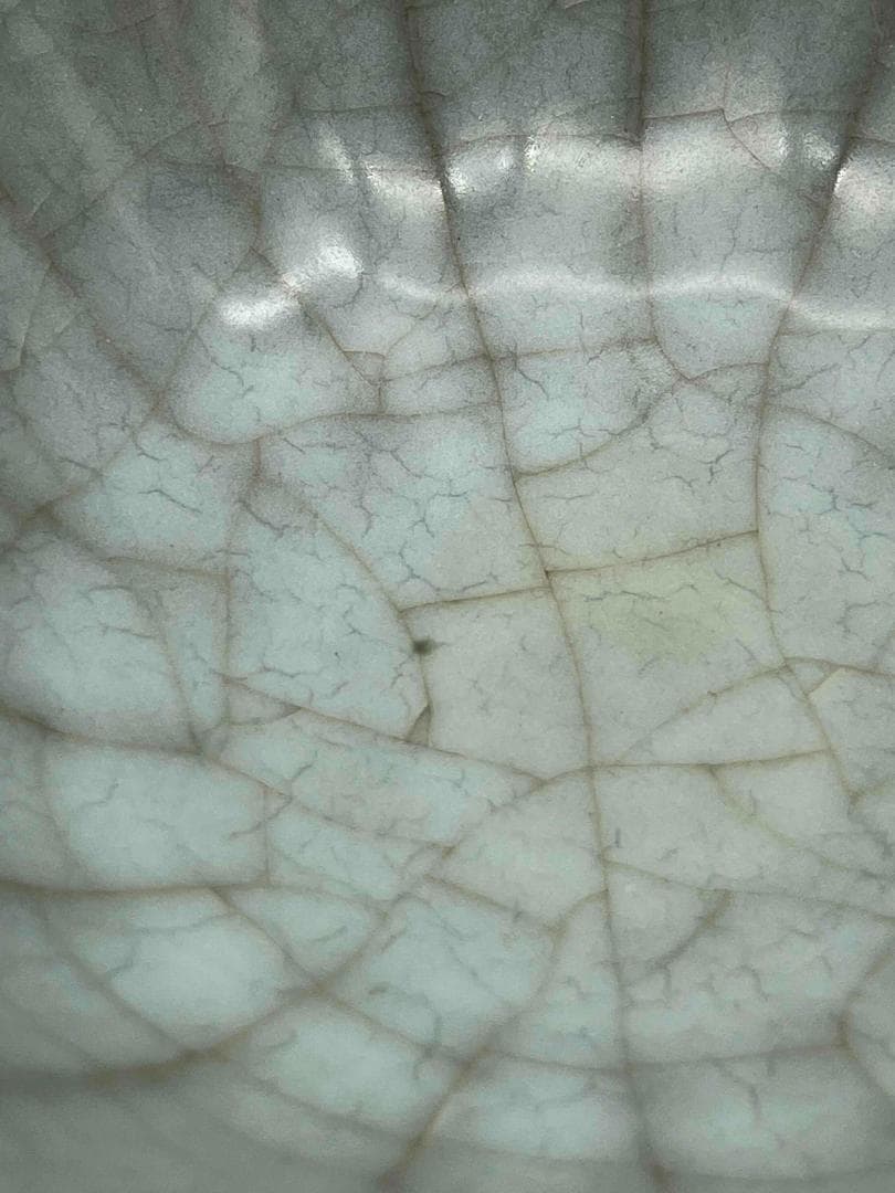 宋時代　青磁　汝官窯菊瓣碗 官汝窯碗　郊壇官窯 茶盞 唐物(C-79)