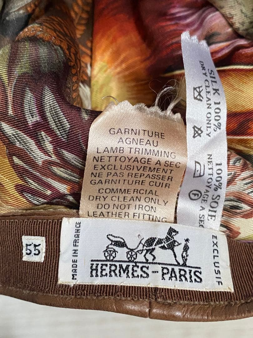 Hermes エルメス ラムレザーベレー帽 ホワイトステッチ