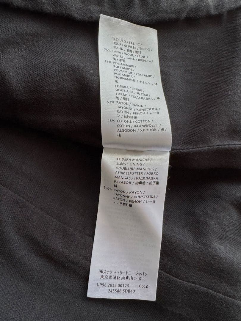 STELLA McCARTNEY ブラック チェスターコート