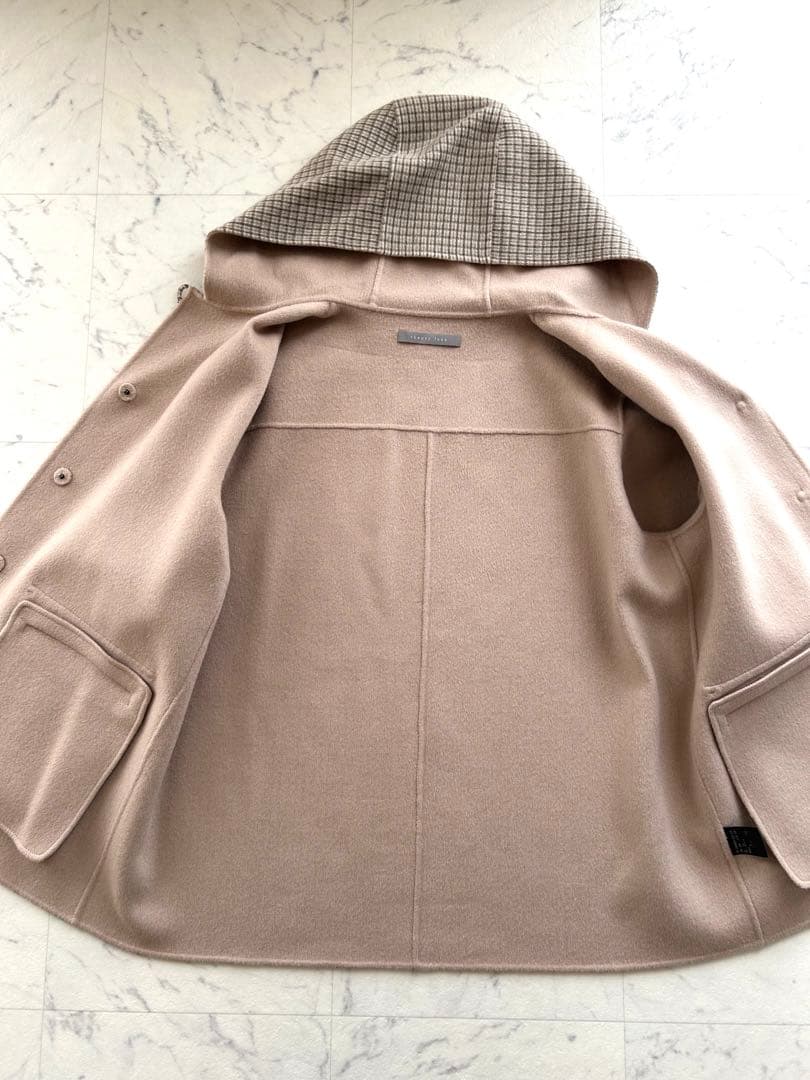 theory luxe ダブルフェイス フードコート カシミヤ混 38