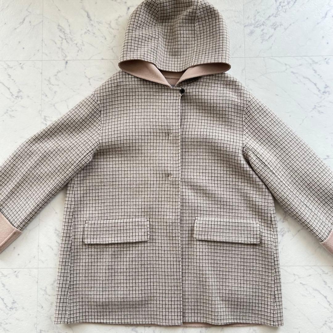 theory luxe ダブルフェイス フードコート カシミヤ混 38