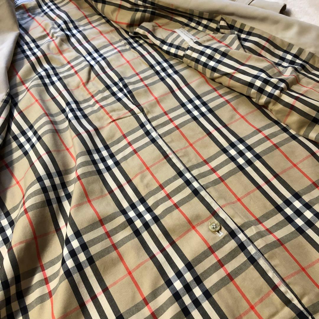 美品　バーバリー　ステンカラーコート　ノバチェック柄　ロング　ベージュ　本国製