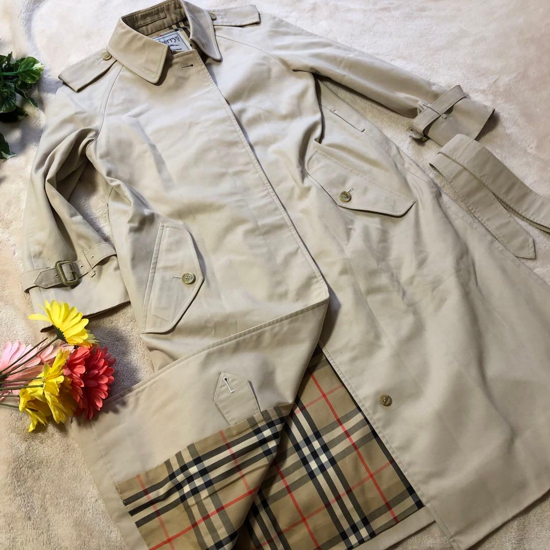 美品　バーバリー　ステンカラーコート　ノバチェック柄　ロング　ベージュ　本国製