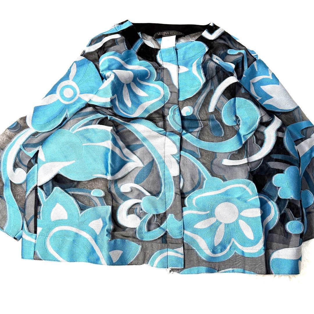 MARINA RINALDI シルク混 ジャカード織がステキ羽織りジャケット