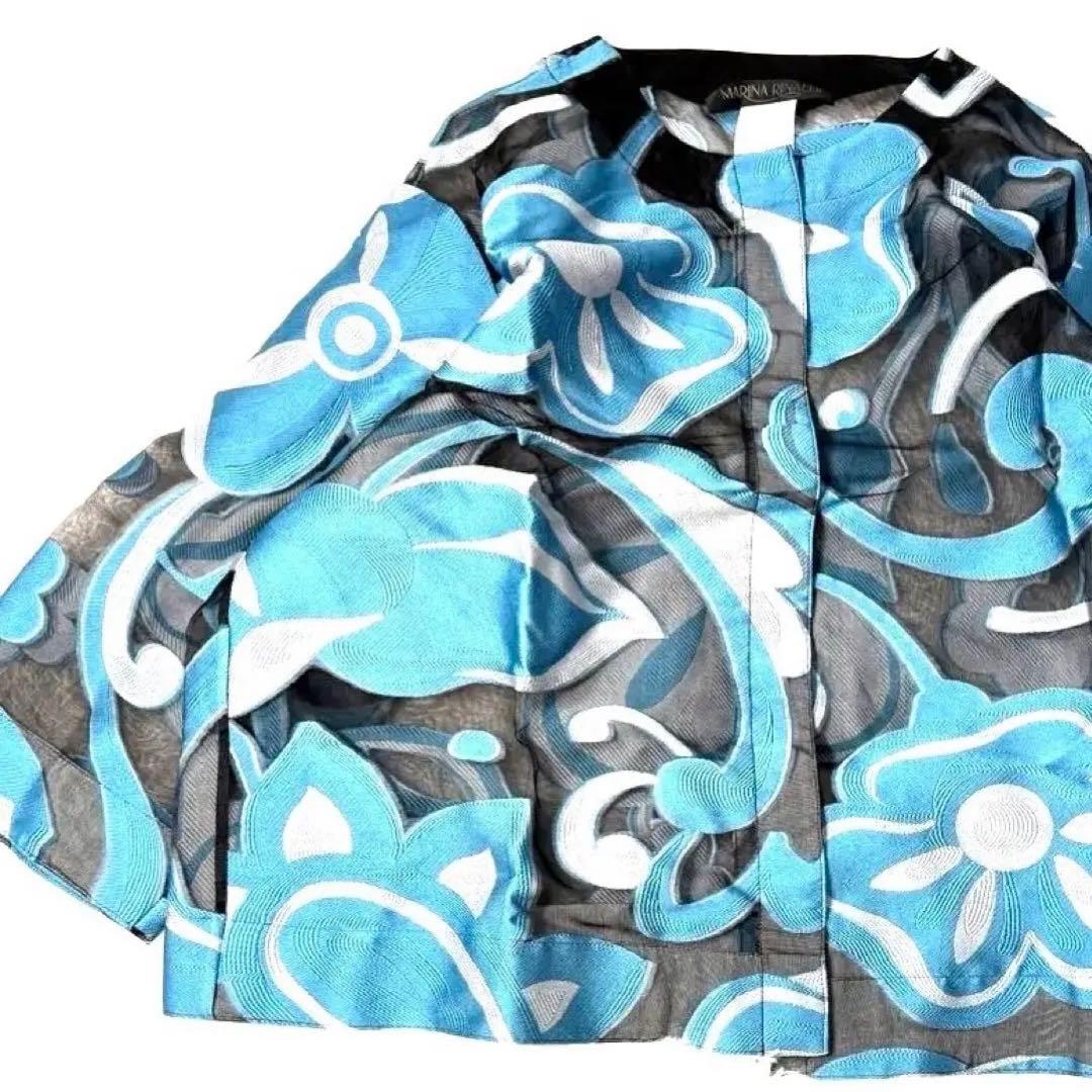 MARINA RINALDI シルク混 ジャカード織がステキ羽織りジャケット