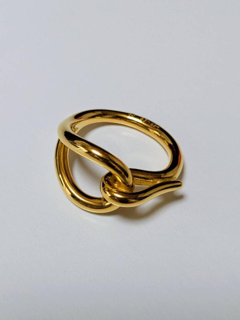 【極美品】HERMES エルメス スカーフリング ゴールド　箱付き（ジャンボ）