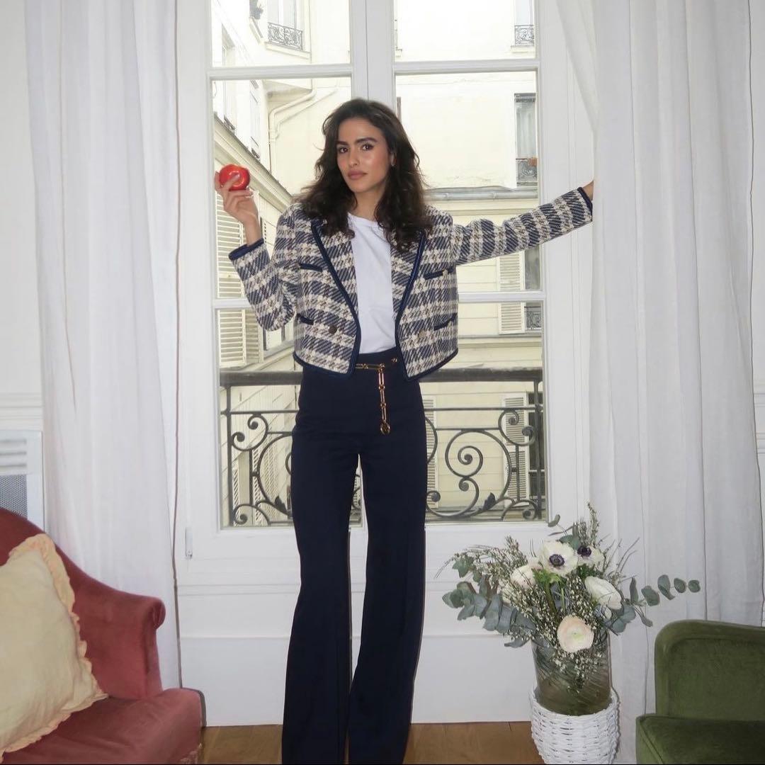 Sandro Paris チェック柄ツイードジャケット