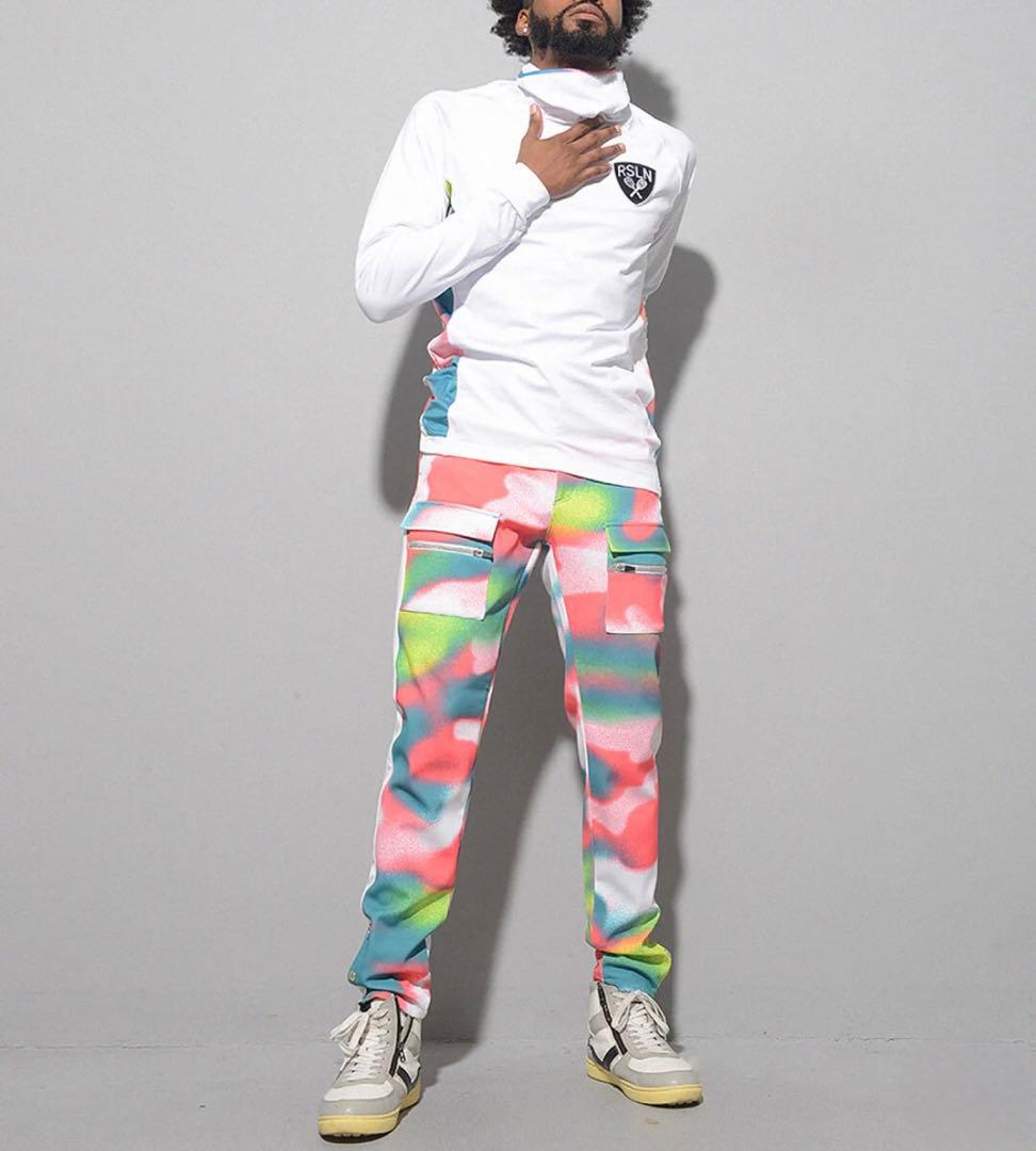 新品 ラッセルノ ゴルフ スキニー カーゴパンツ パターン マルチカラー L 5