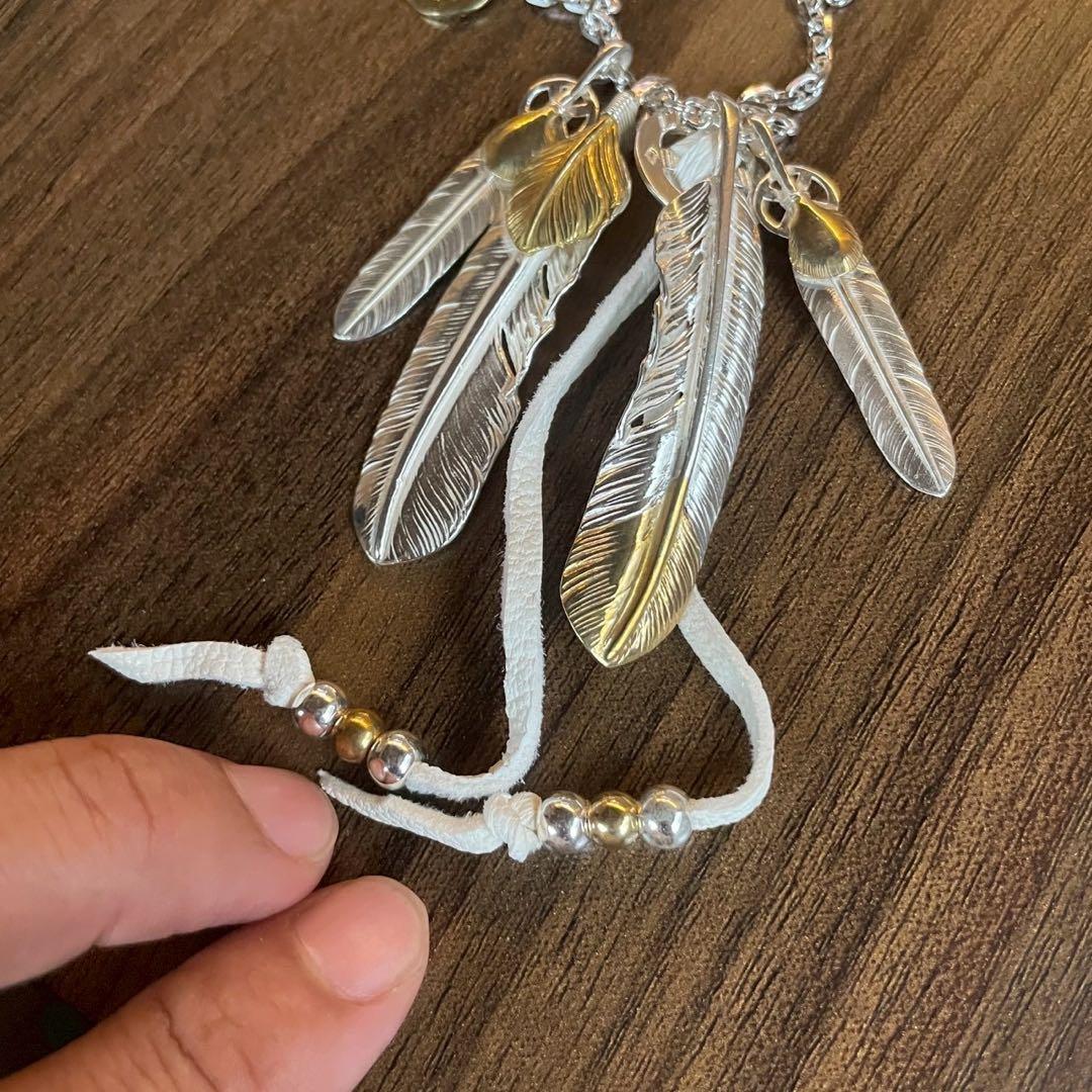 先金 左 フェザー ネックレス トップ ハート ハンドメイド ノーブランド