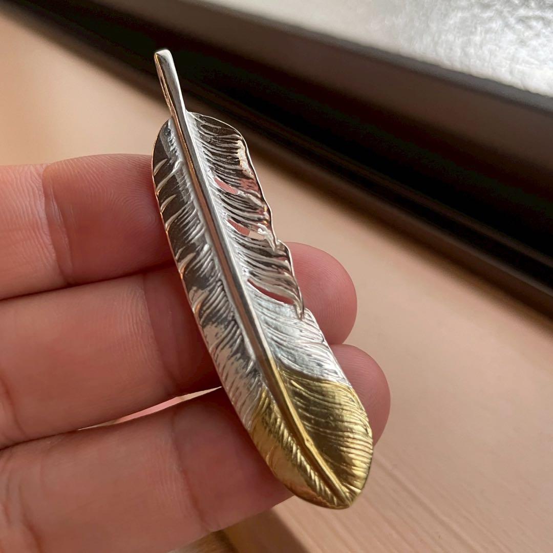 先金 左 フェザー ネックレス トップ ハート ハンドメイド ノーブランド