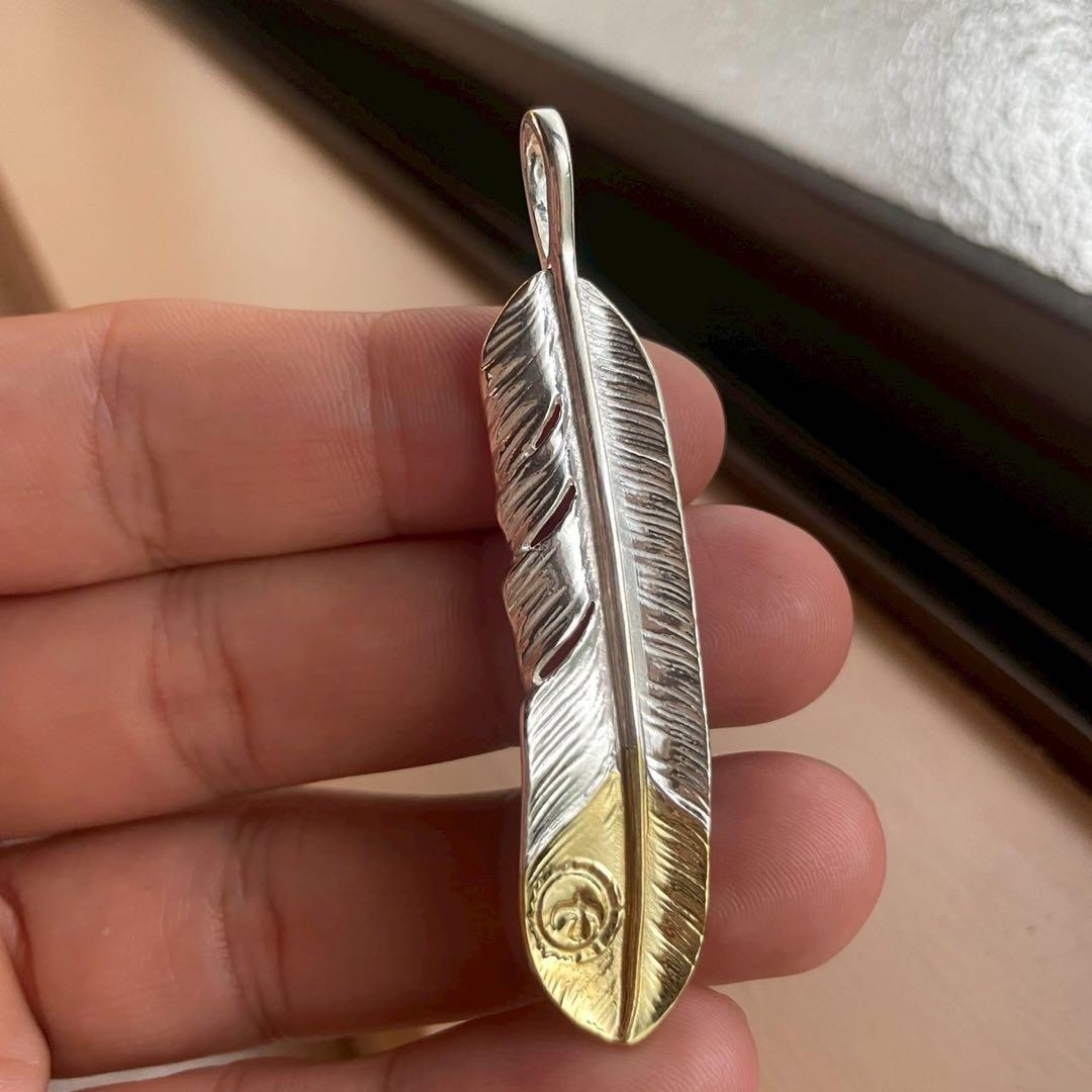 先金 左 フェザー ネックレス トップ ハート ハンドメイド ノーブランド