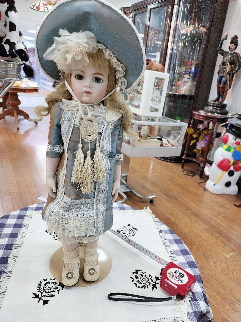 ハンドメイドビスクドール人形 青いドレス