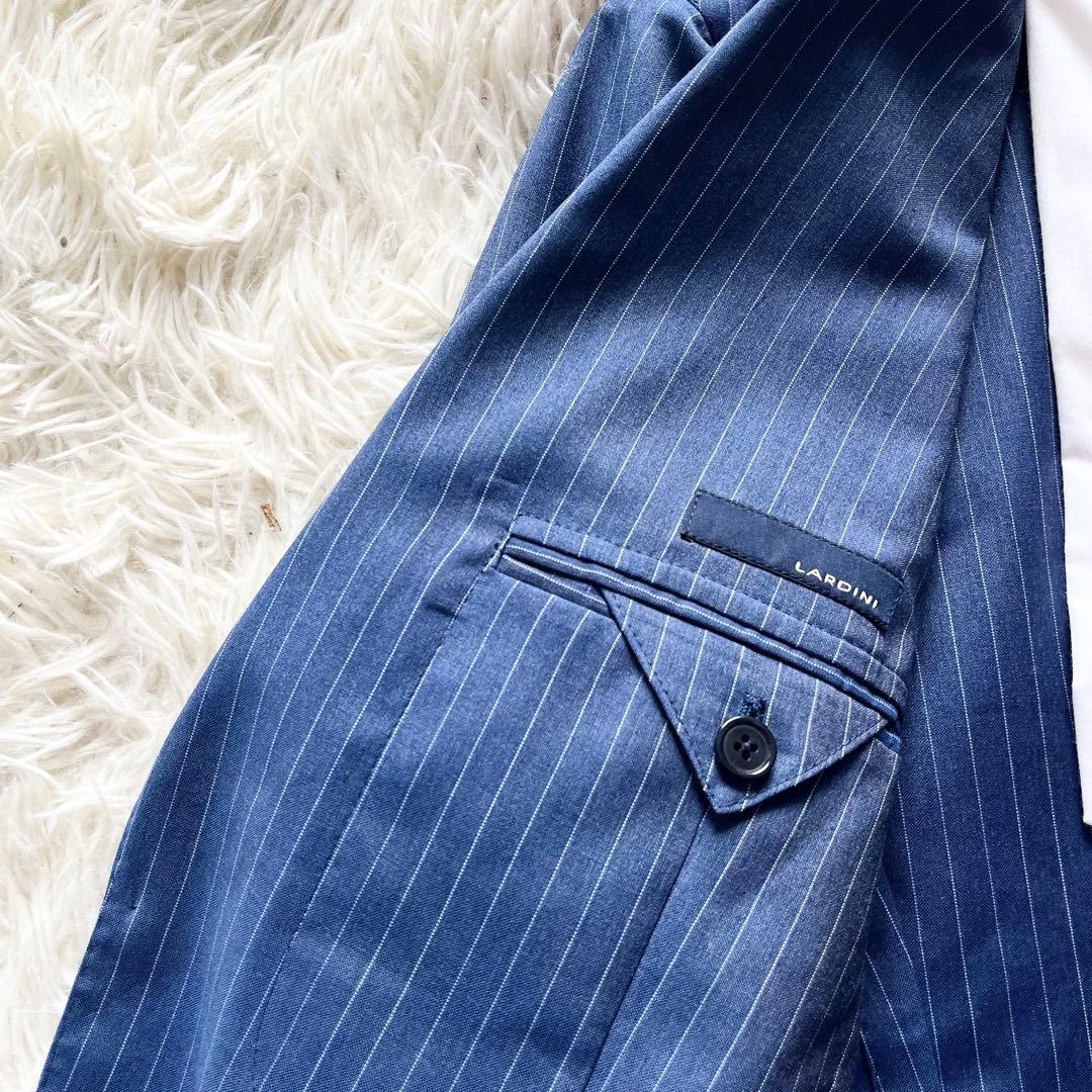 <美品>LARDINI ブルー ウール スーツ サイズ48