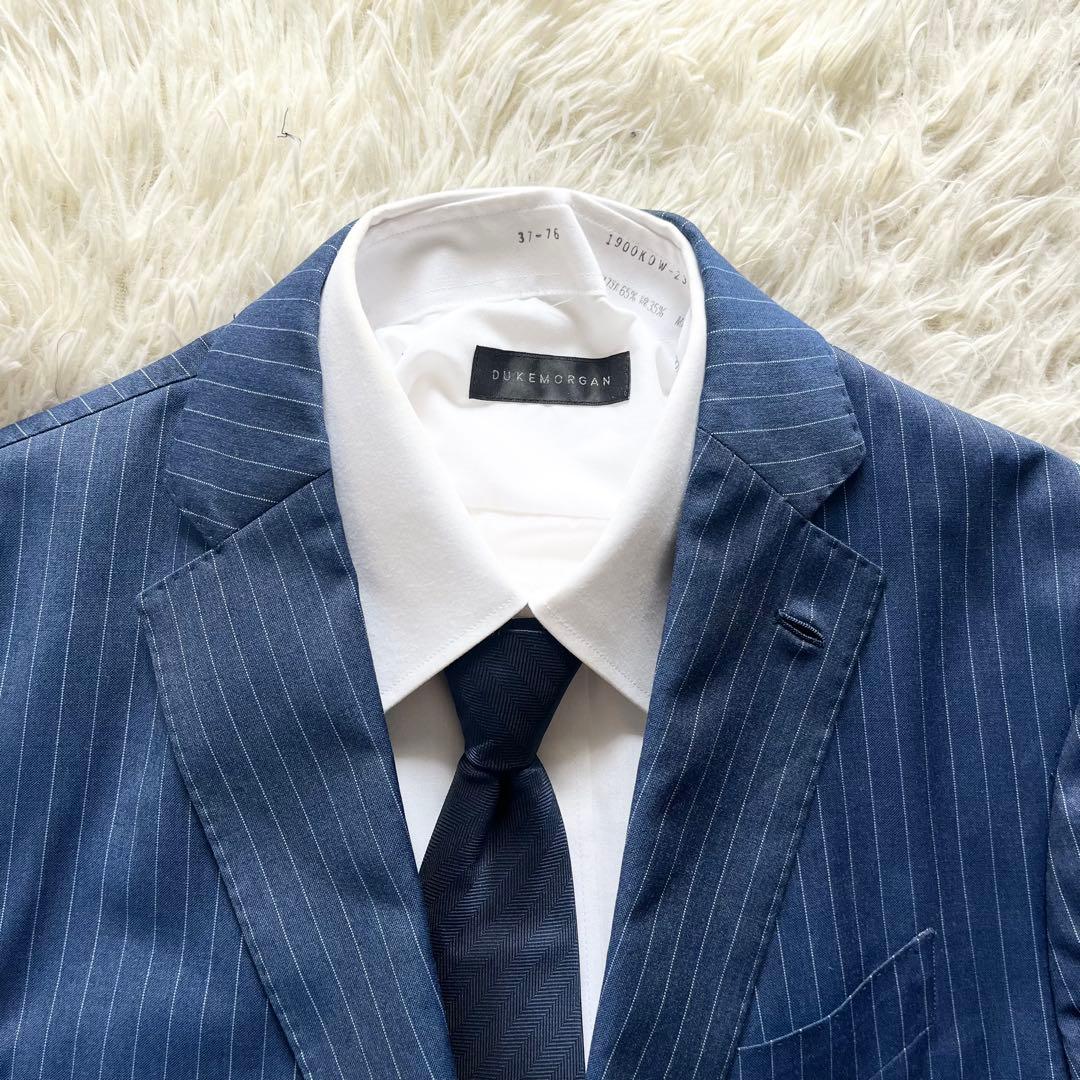 <美品>LARDINI ブルー ウール スーツ サイズ48