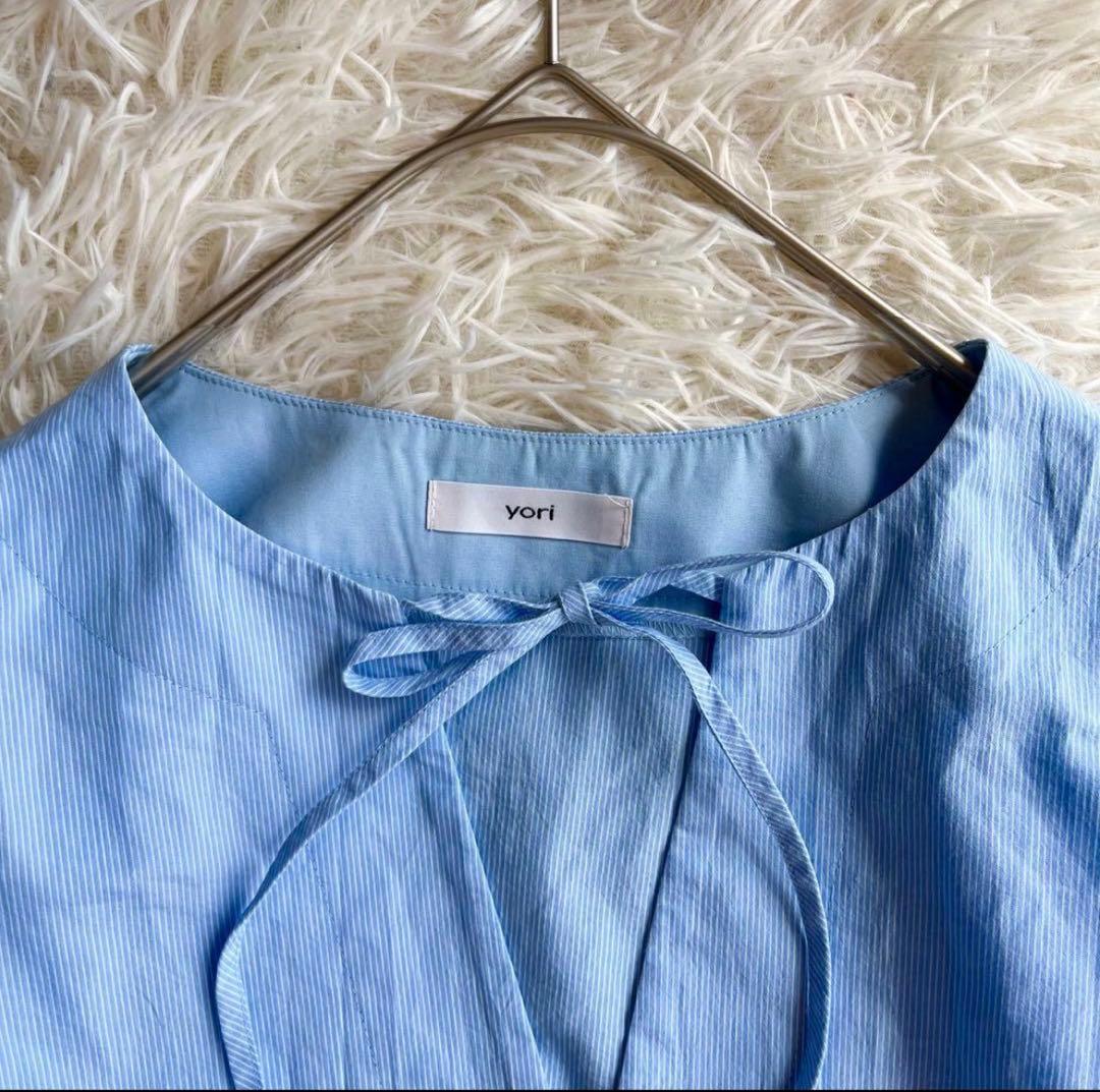 yori ストライプティアードチュニック 長袖 ブラウス