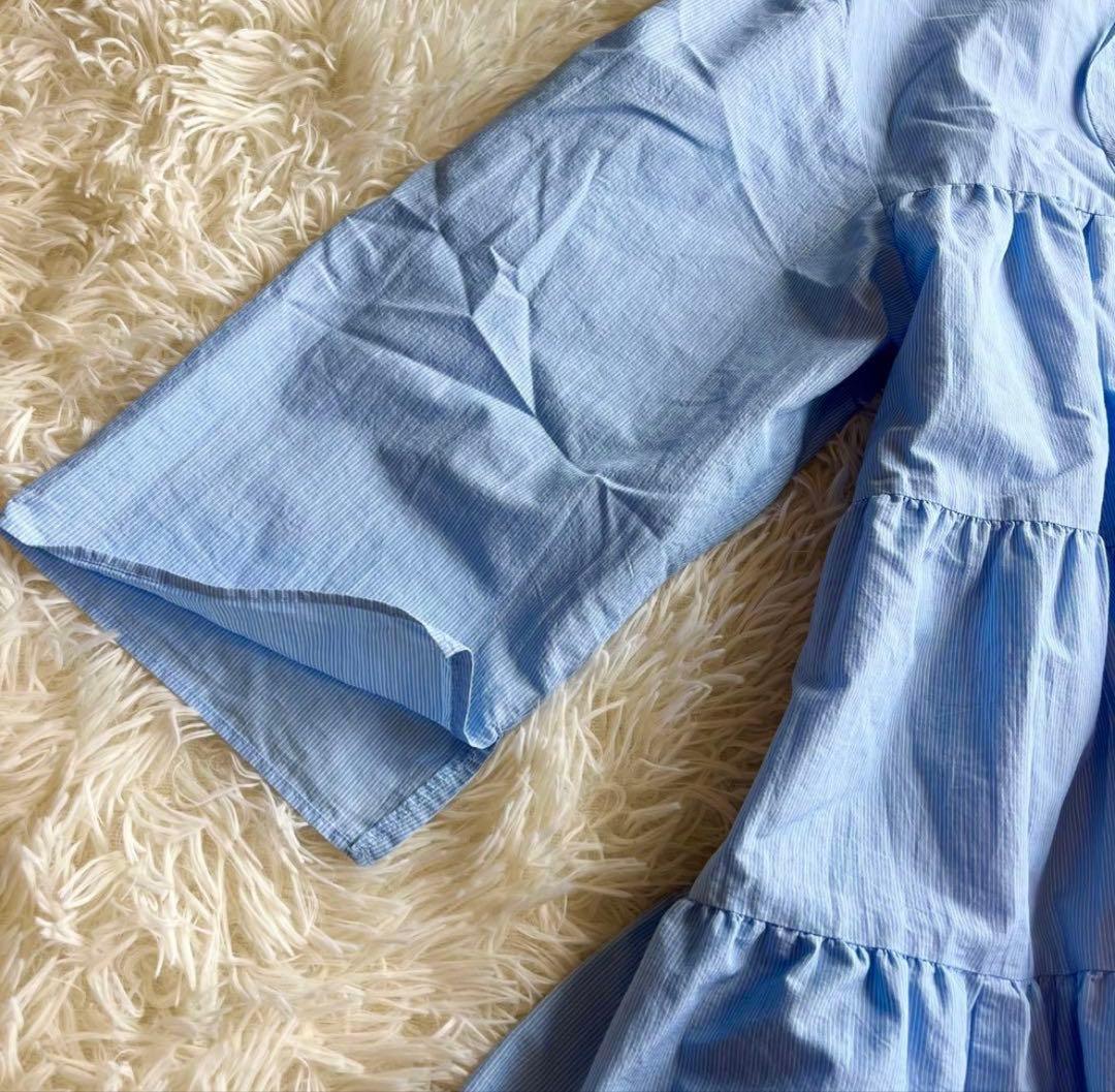 yori ストライプティアードチュニック 長袖 ブラウス