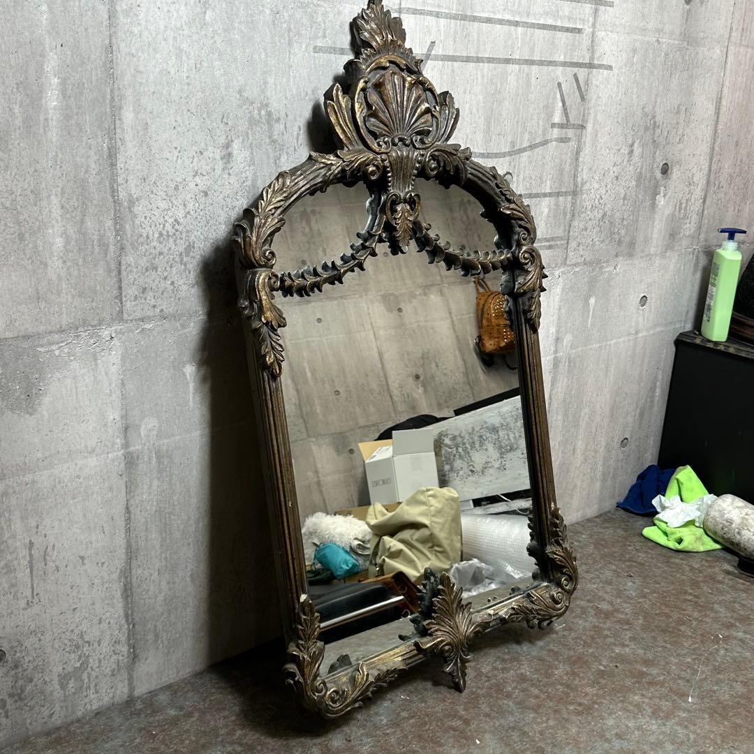 ♦︎♢優美なる装飾美♢♦︎ バロック様式 アンティーク ウォールミラー アイアン製