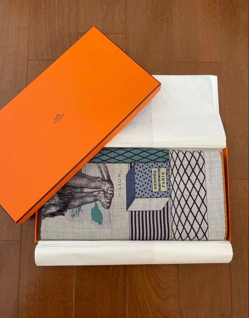 エルメス カレジェアン140 カシミヤシルク ストール カシシル スカーフ