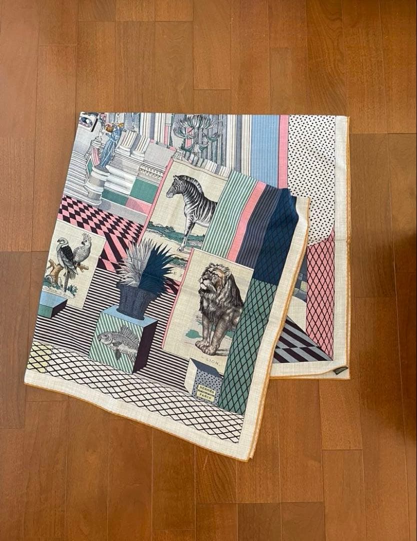 エルメス カレジェアン140 カシミヤシルク ストール カシシル スカーフ