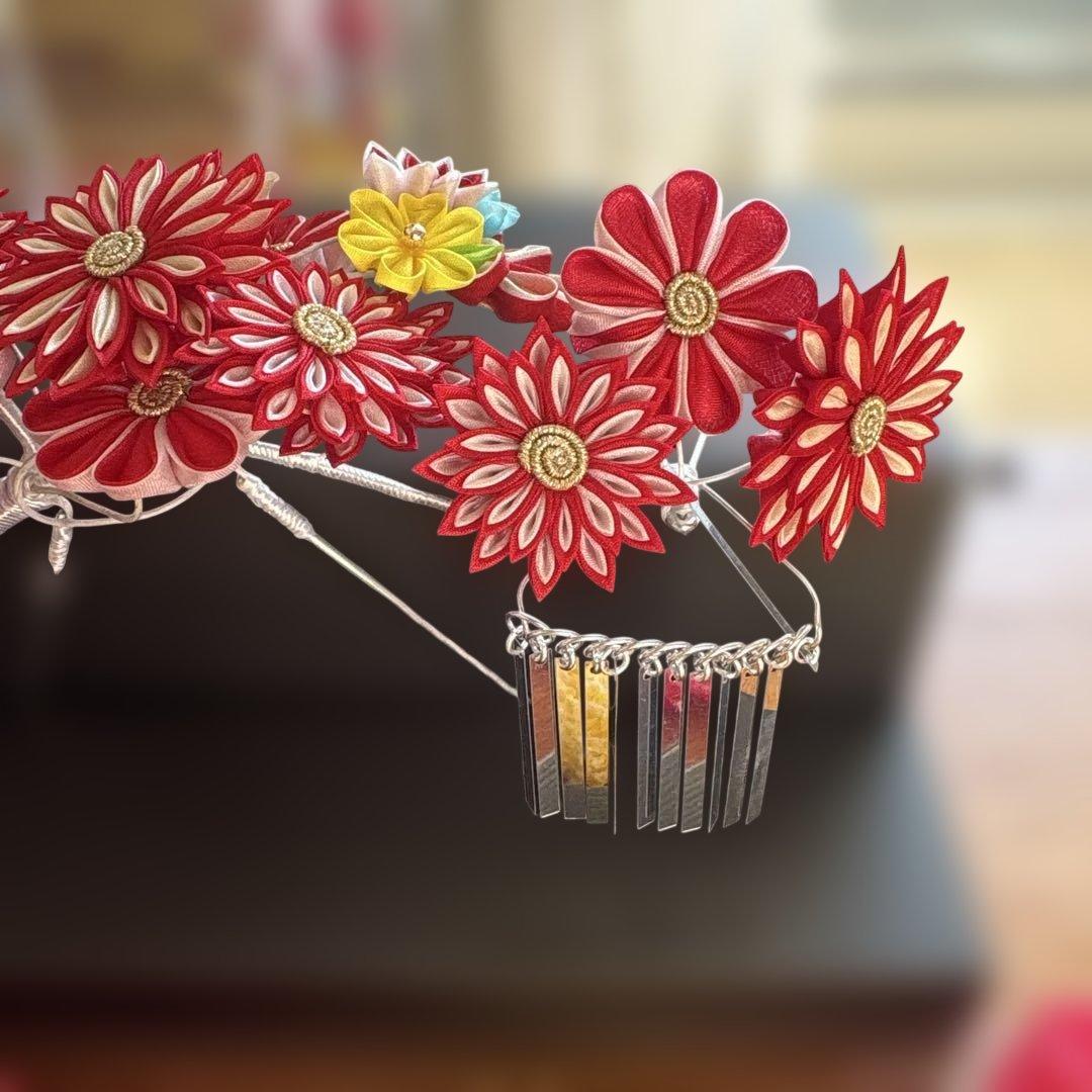 七五三用髪飾りセット　勝山かんざし3点、かのこ、ちんころ