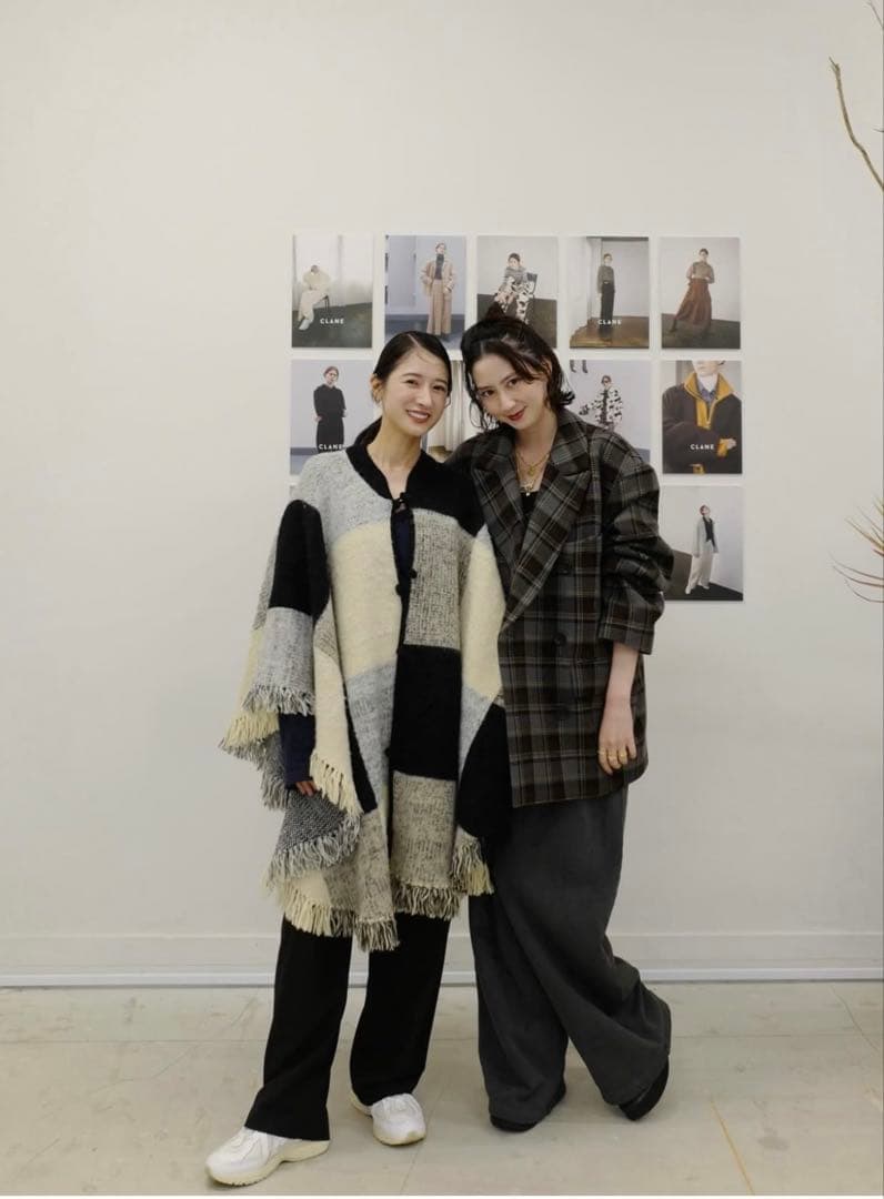 《人気商品》CLANE チェック柄オーバーショルダーコート