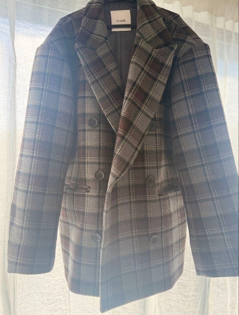 《人気商品》CLANE チェック柄オーバーショルダーコート