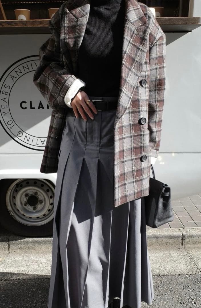 《人気商品》CLANE チェック柄オーバーショルダーコート