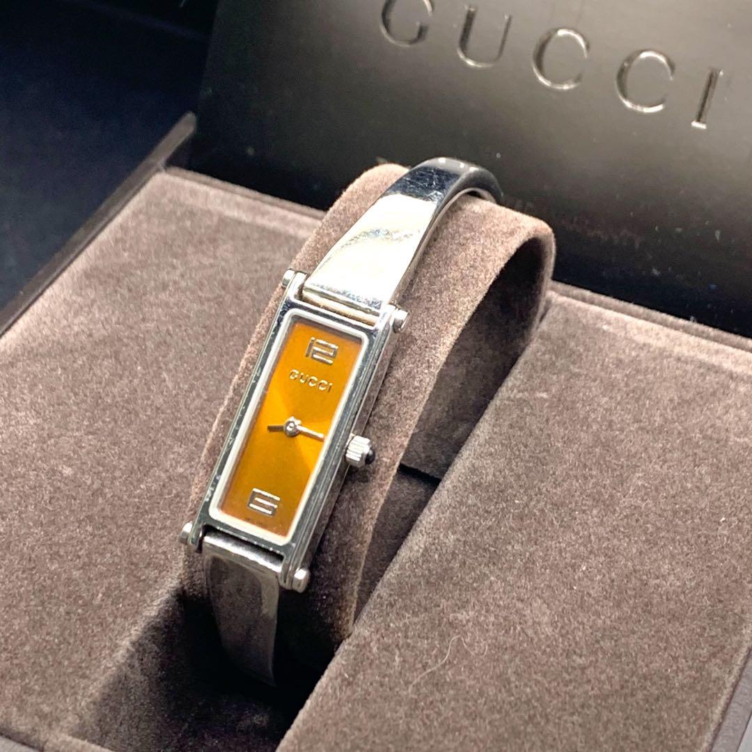 箱付き　GUCCI 1500L バングルウォッチ オレンジ文字盤　グッチ