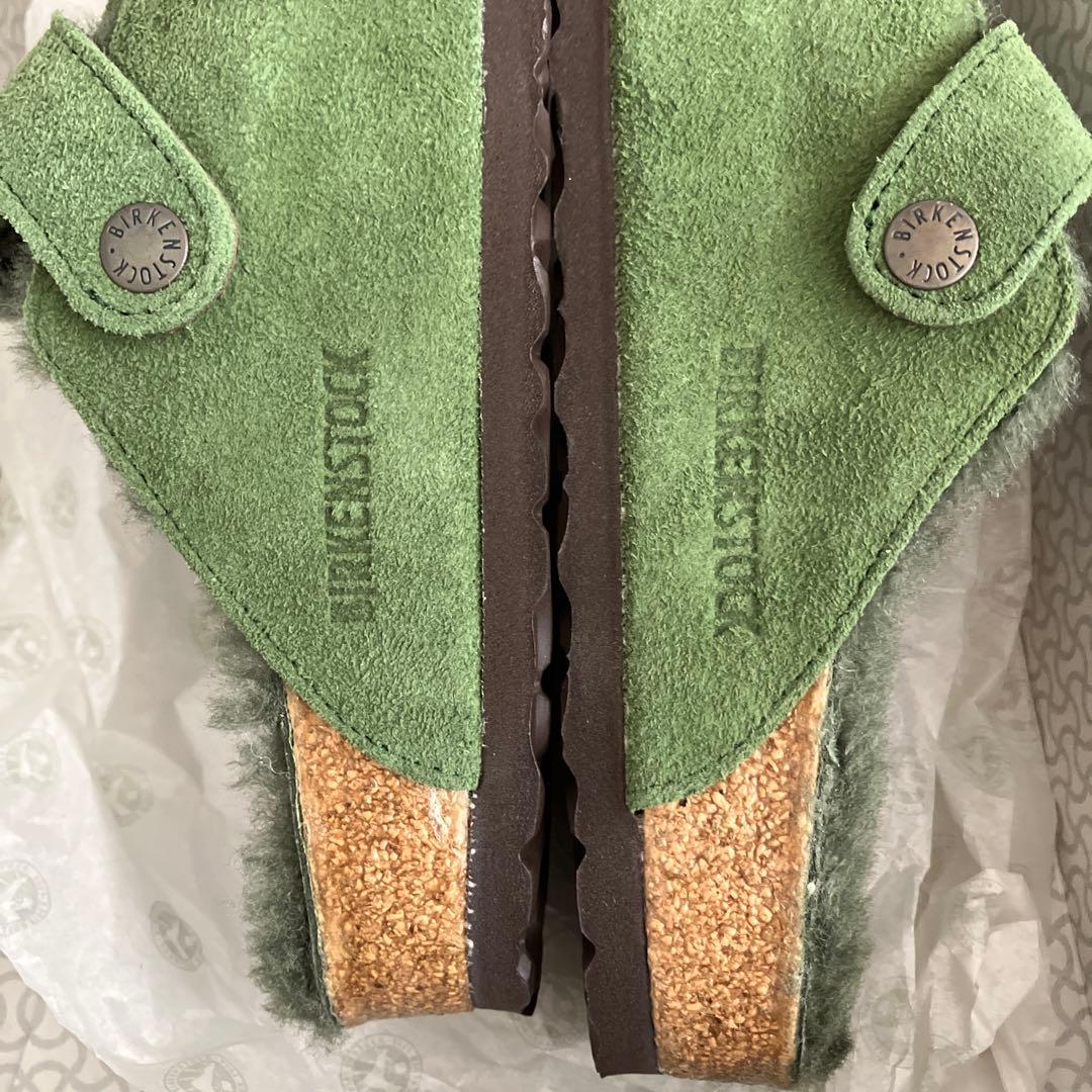 新品未使用品　ビルケンシュトック　ボストンファー　グリーン