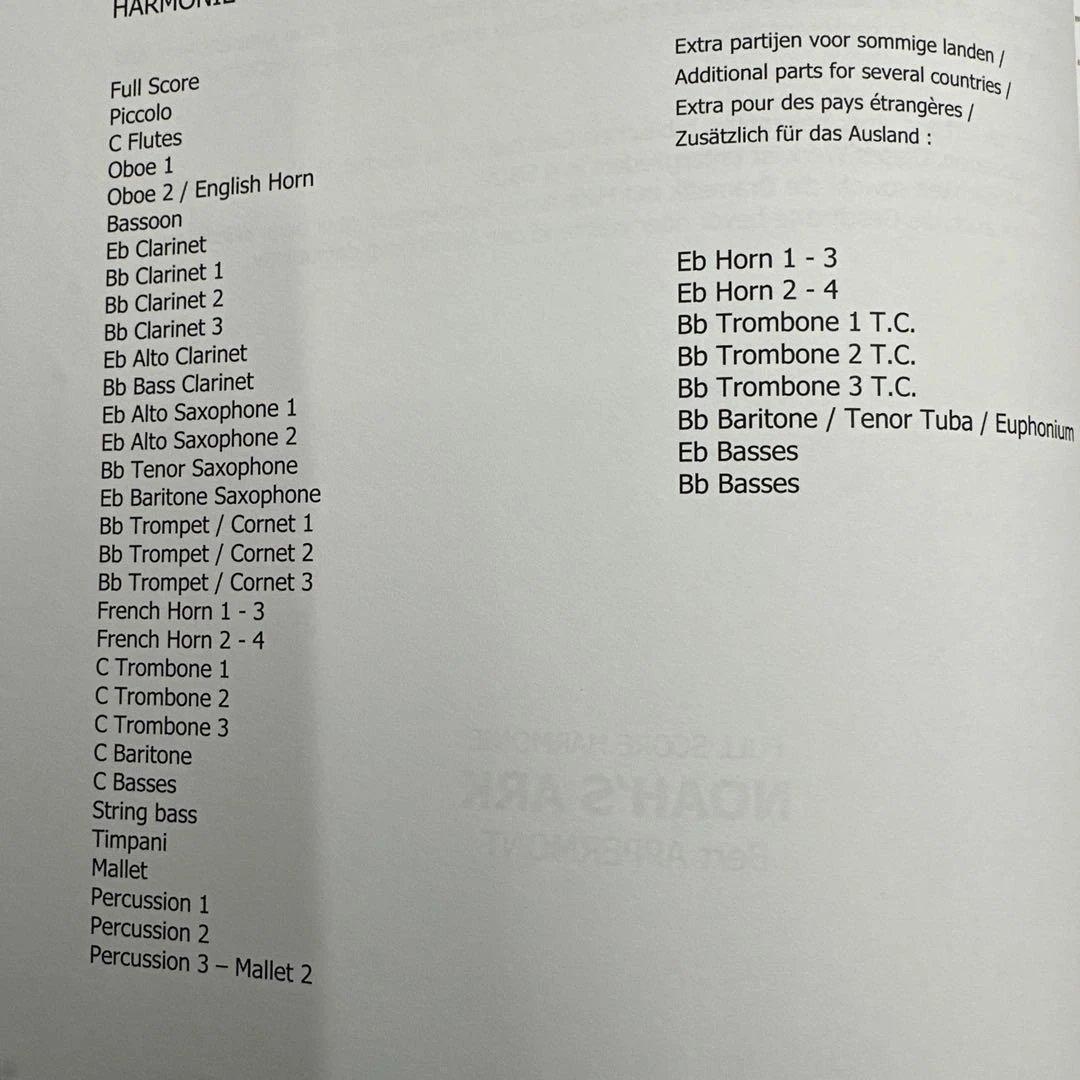 吹奏楽譜　NOAH'S ARK ノアの方舟／ベルト・アッペルモント