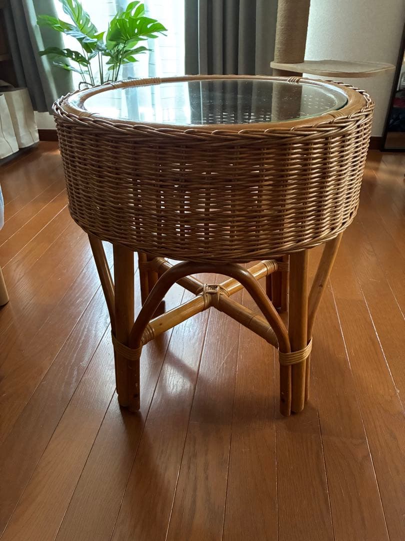Emi★ラタン 籐のテーブルアジアンヴィンテージ 昭和レトロ アンティーク