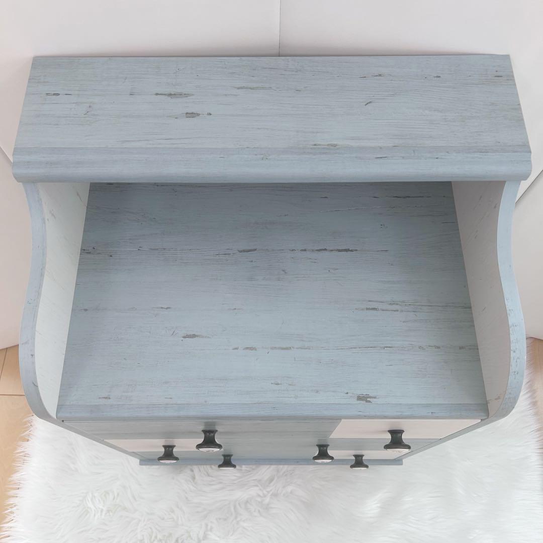 白井産業　フレンチシャビー チェスト　フレンチカントリー　ペールブルー　北欧