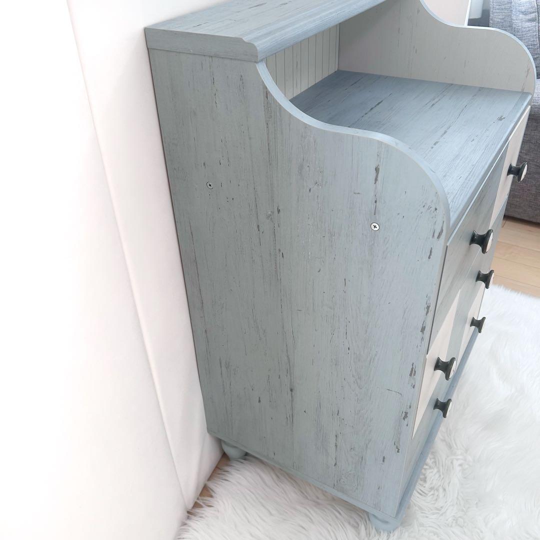 白井産業　フレンチシャビー チェスト　フレンチカントリー　ペールブルー　北欧