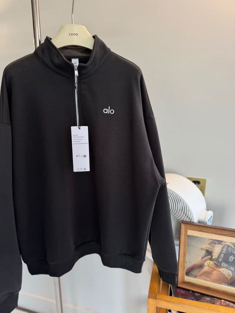 ALO YOGA ジップアップ トレーナー　スウェットブラック L