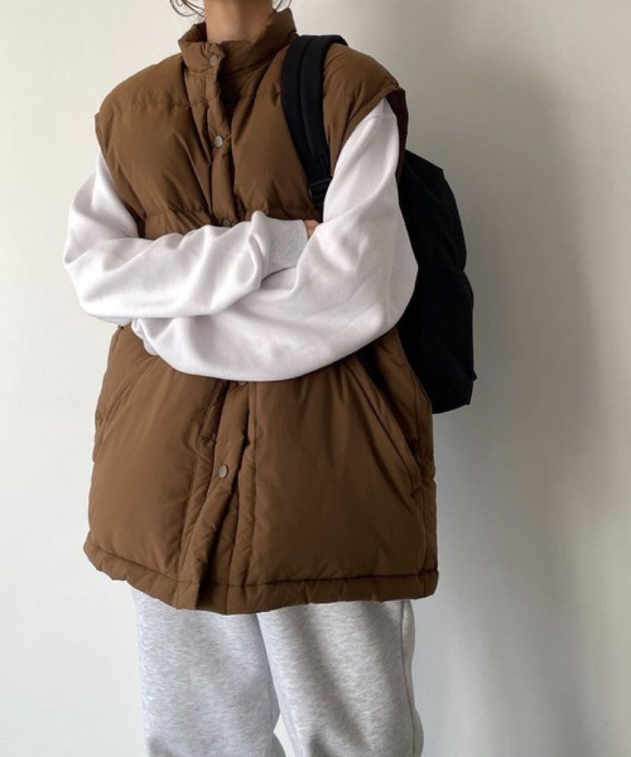 新品未使用　RCWオーバーサイズダウンベスト　ブラウンonesize