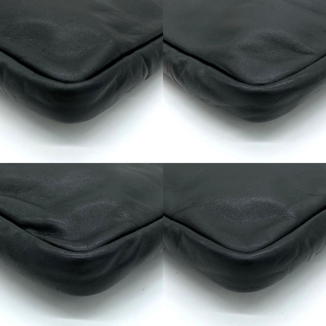 【LOEWE】クラッチバッグ　ポーチ　アナグラム型押し　レザー　ブラック