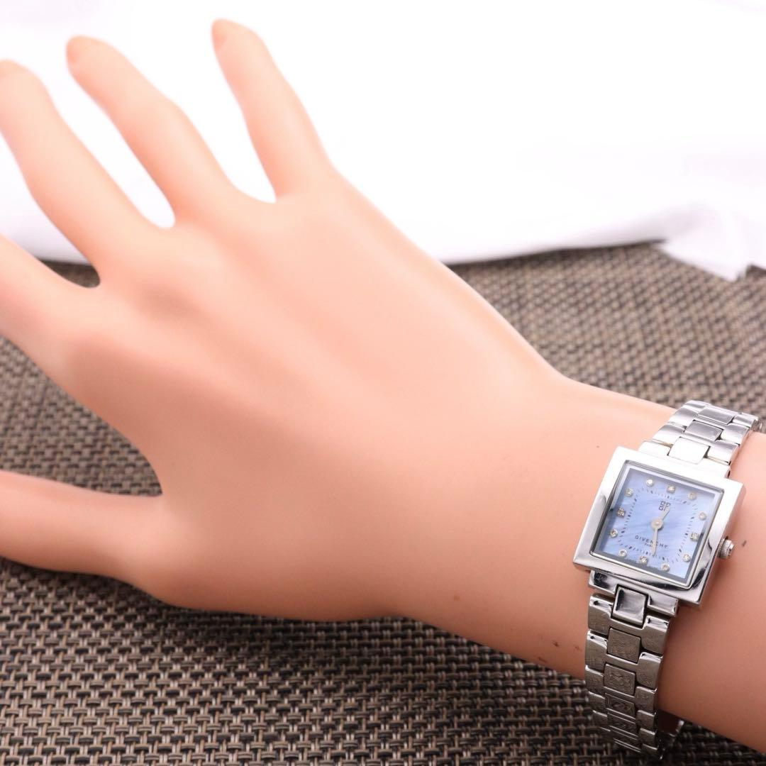 正規品【新品電池】GIVENCHY ダイヤ12P/ブルーシェル 動作良好 美品