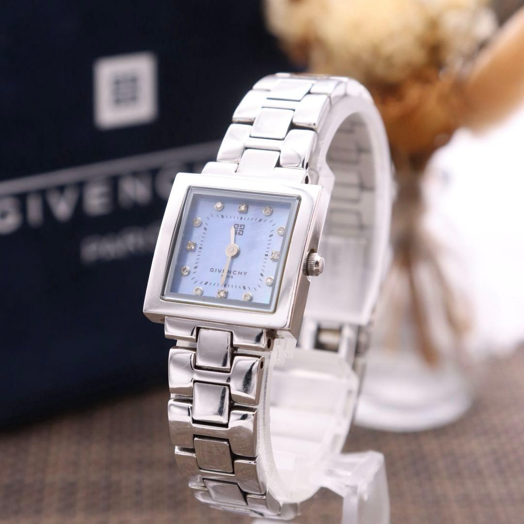 正規品【新品電池】GIVENCHY ダイヤ12P/ブルーシェル 動作良好 美品