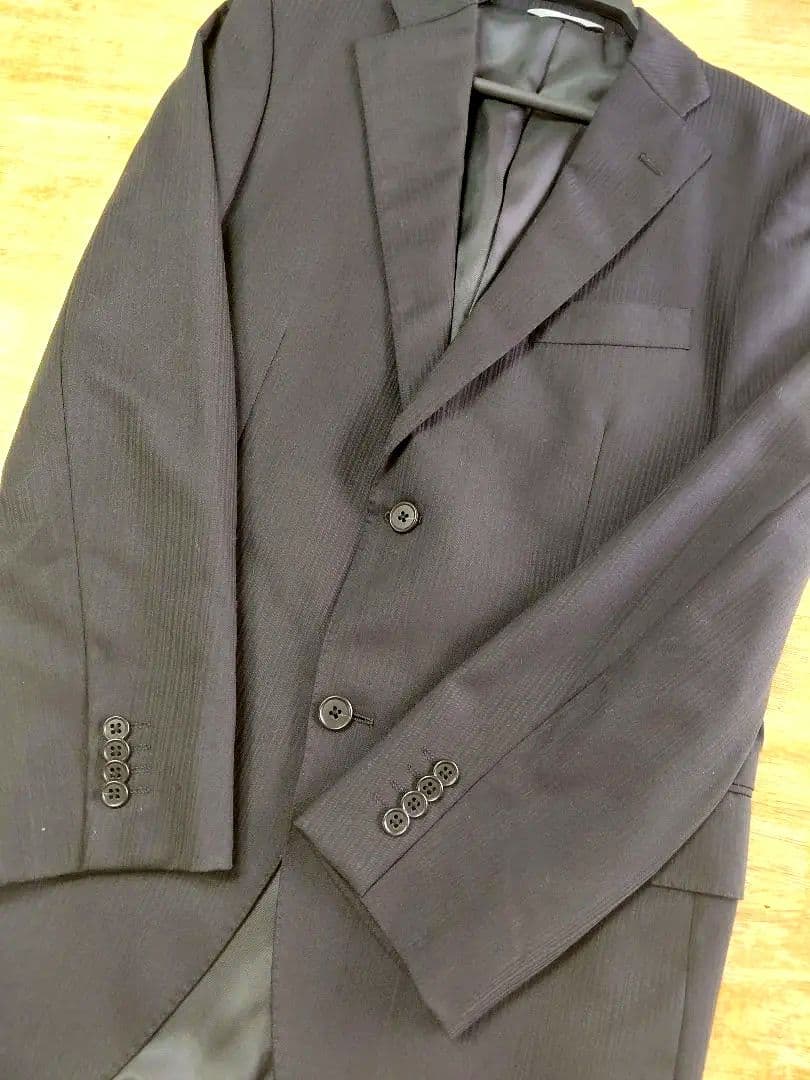 極美品　マリクレール オム スーツ セットアップ ストライプ 黒 96A7