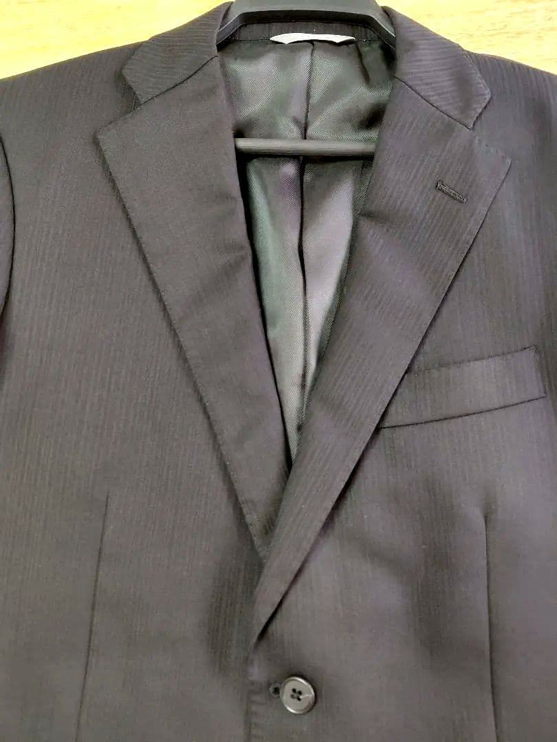 極美品　マリクレール オム スーツ セットアップ ストライプ 黒 96A7