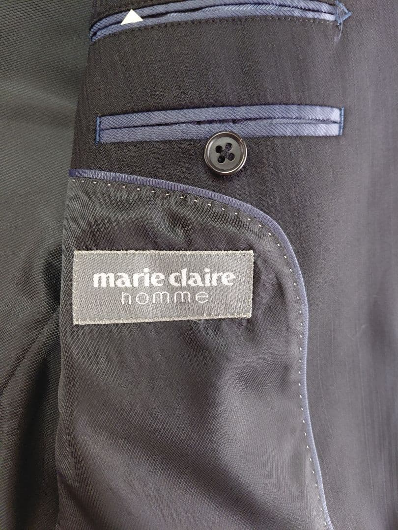 極美品　マリクレール オム スーツ セットアップ ストライプ 黒 96A7