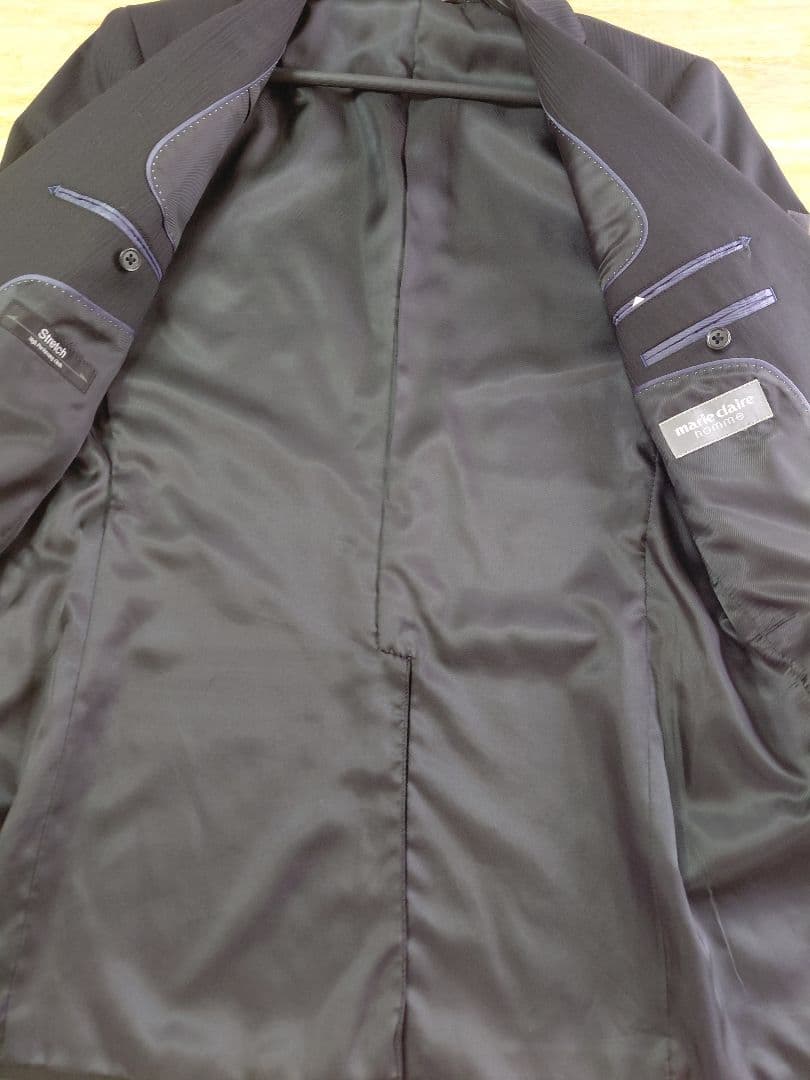 極美品　マリクレール オム スーツ セットアップ ストライプ 黒 96A7