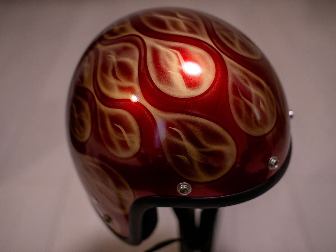 新品未使用　スモール　ジェット　ヘルメット メタ赤ゴールドフレア