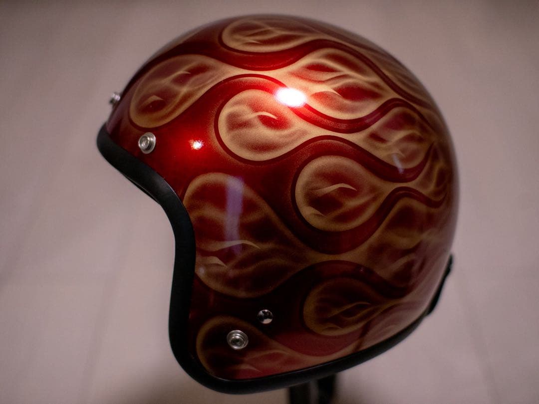 新品未使用　スモール　ジェット　ヘルメット メタ赤ゴールドフレア