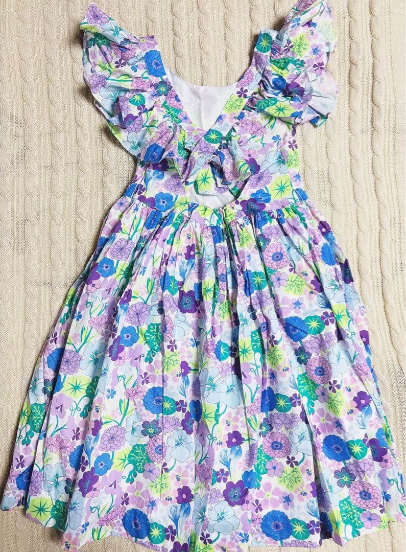 新品　Jacadi × LIBERTY 花柄　フリルスリーブ ワンピース　8A