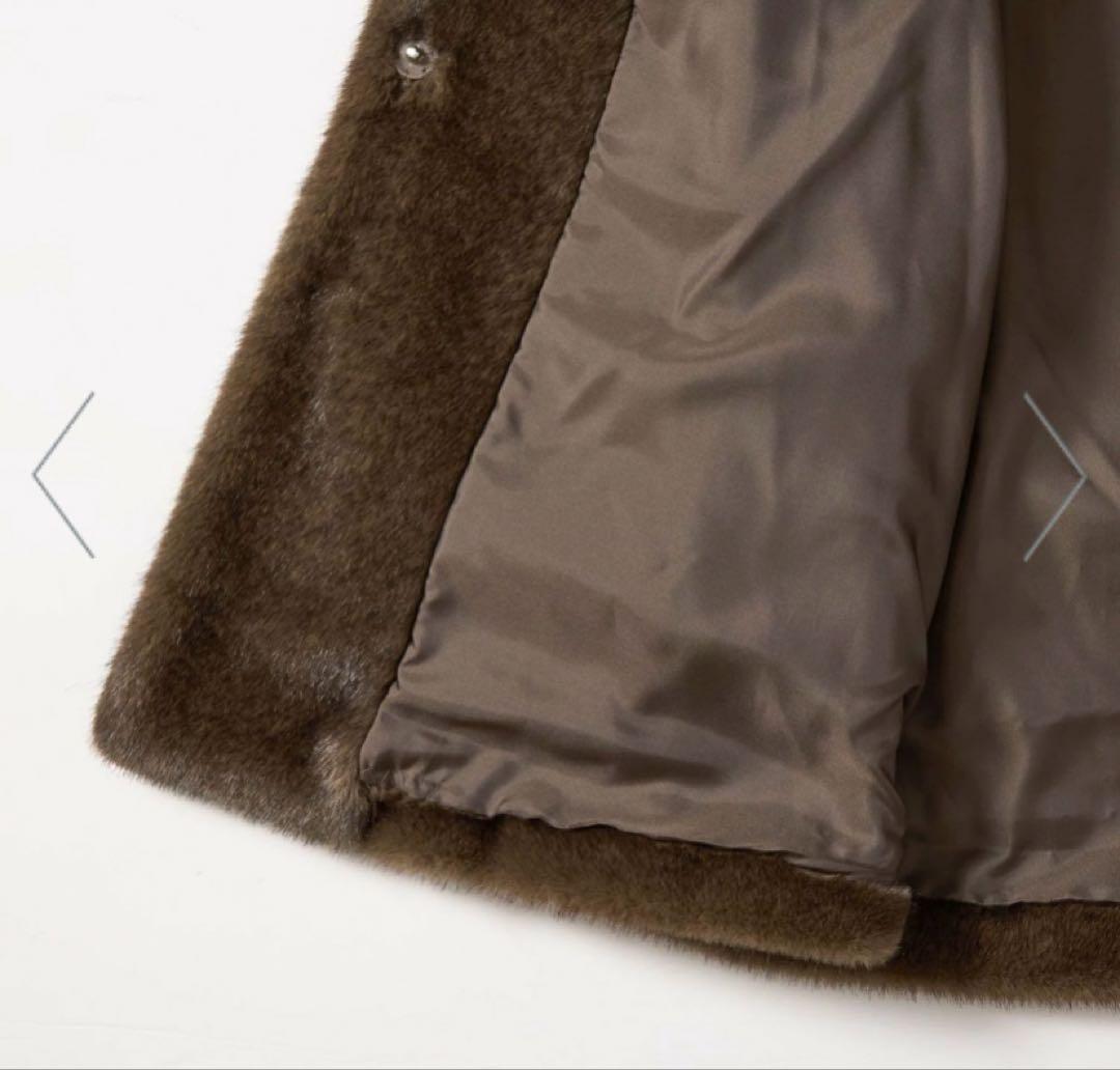 <EMMEL REFINES>フェイクファー ミディアム コート ダークブラウン