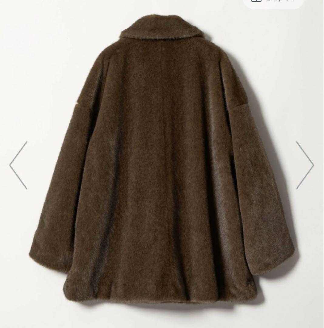 <EMMEL REFINES>フェイクファー ミディアム コート ダークブラウン