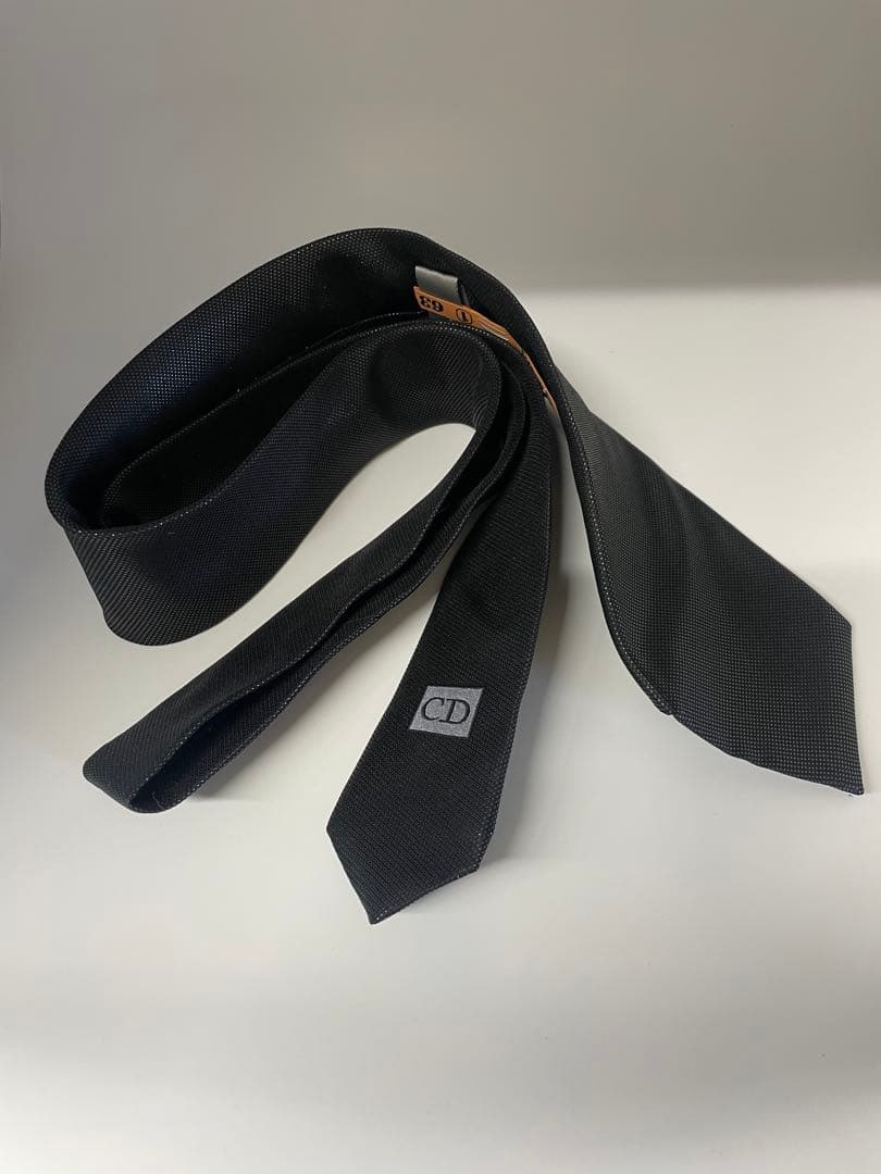 美品 ディオールオム ネクタイ ハイブランド 無地 ブラック エディ期 光沢